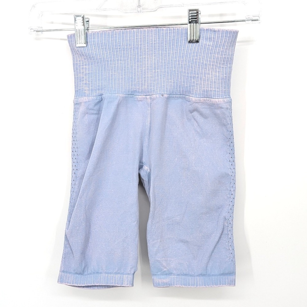 FP Movement Biker Shorts Womens XS/Small Periwinkle Blue Ribbed Seamless Active
